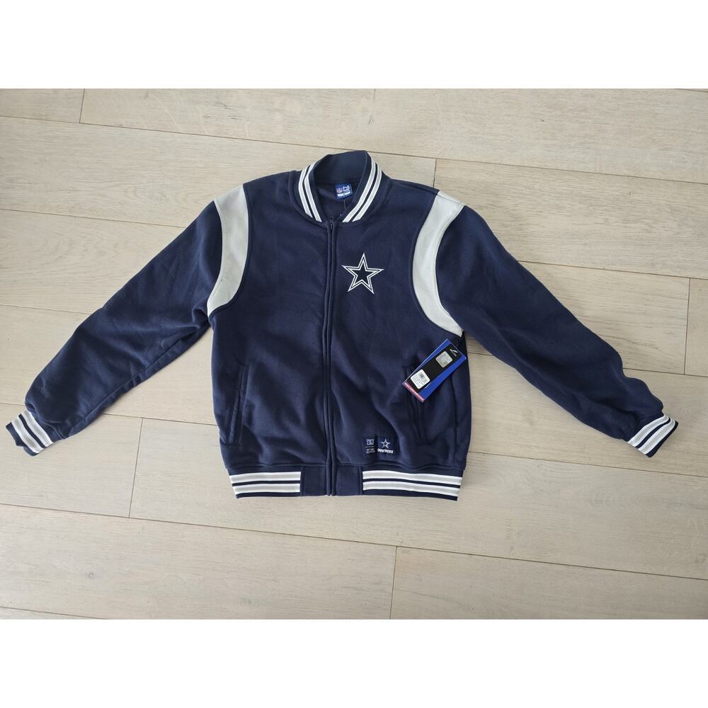Ultra Game Dallas Cowboys Varsity Jacket Navy Blue Cream White NFL MEDIUM